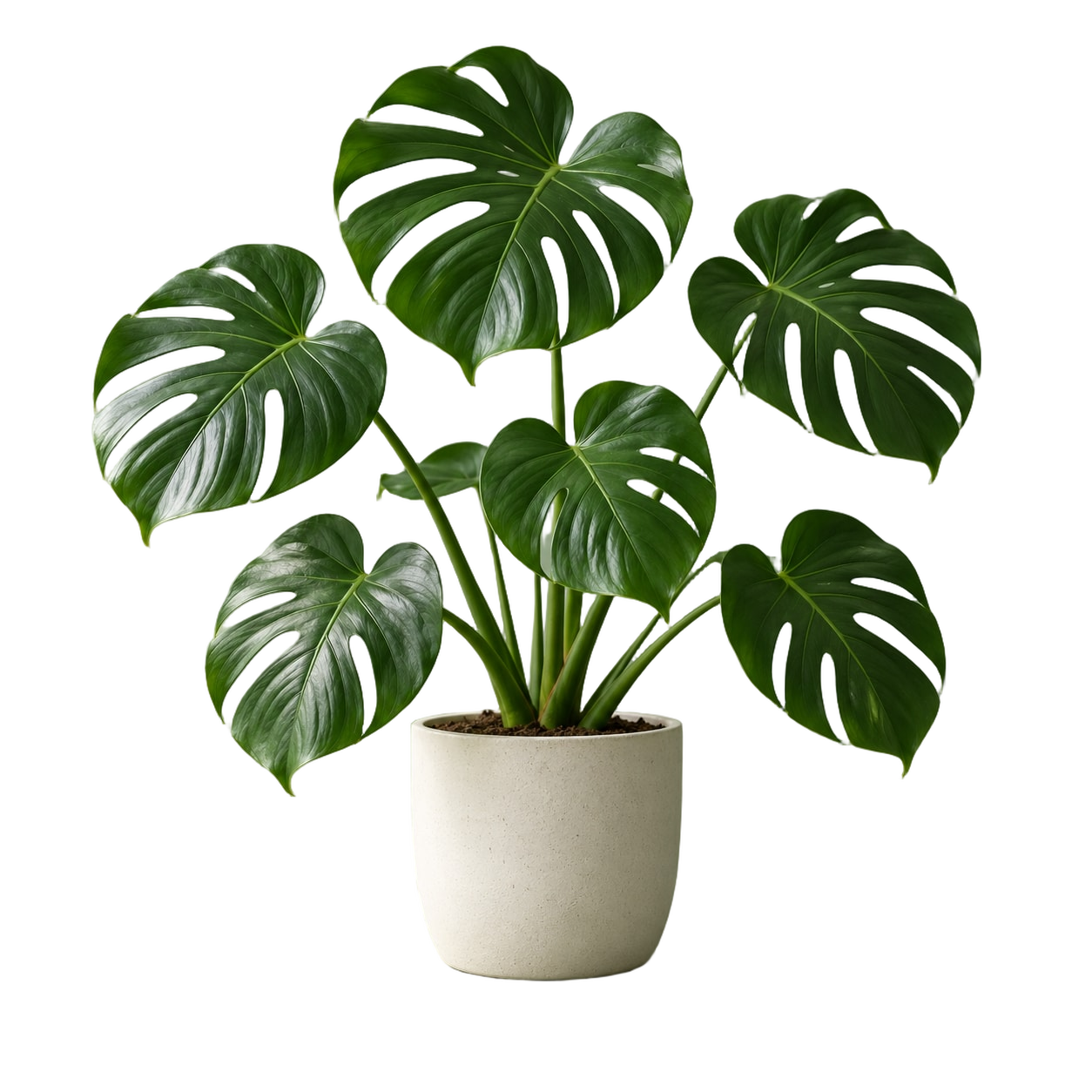 A monstera plant isolated on a transparent background
